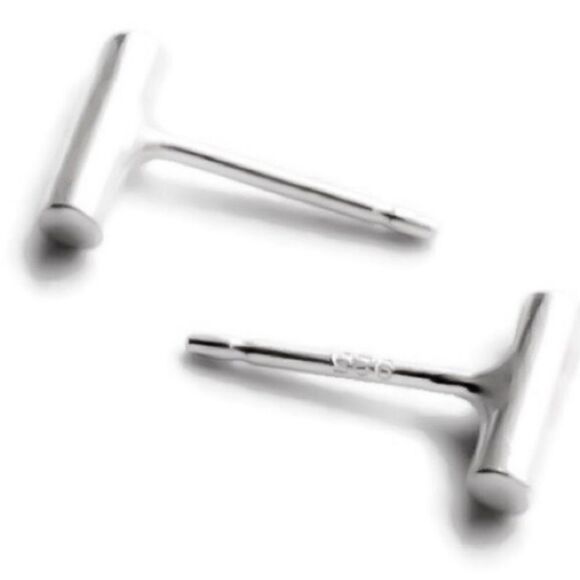 LAST PAIR Bar stud .925 silver - Picture 1 of 3